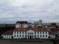 Aerial View. Fatahilah museum at Old City at Jakarta, Indonesia. With with Jakarta cityscape and noise cloud when sunset. JAKARTA