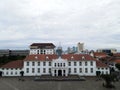 Aerial View. Fatahilah museum at Old City at Jakarta, Indonesia. With with Jakarta cityscape and noise cloud when sunset. JAKARTA Royalty Free Stock Photo