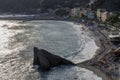 Aerial view of Fegina beach in Monterosso al mare, Cinque Terre, La Spezia, Liguria, Italy Royalty Free Stock Photo