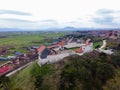 Aerial view of the Feldioara medieval outpost, located in Brasov, Romania.