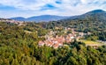 Aerial view of Ferrera di Varese, is a small village located in the hills north of Varese.