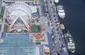 Aerial View of Ferris Wheel and Boats, Navy Pier, Chicago, Illinois Royalty Free Stock Photo