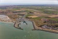 Aerial view ferry terminal Het Horntje at Dutch island Texel