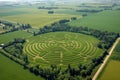 aerial view of a fibonacci spiral crop circle