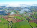 Aerial view of fields in Devon and the Kingsbridge Estuary Royalty Free Stock Photo