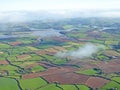 Aerial view of fields in Devon and the Kingsbridge Estuary Royalty Free Stock Photo