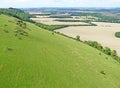 Aerial view of Fields at harvest in rural England Royalty Free Stock Photo