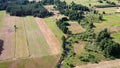 Aerial view of a fields in Mazowsze region, Poland