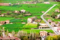 Aerial view fields and rural countrysides. Cardona, Spain Royalty Free Stock Photo