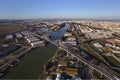 Aerial view of the fifth centenary bridge, Seville Royalty Free Stock Photo