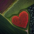 Aerial view of fileld in Form of Heart Royalty Free Stock Photo