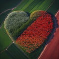 Aerial view of fileld in Form of Heart Royalty Free Stock Photo