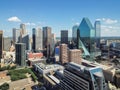 Aerial view Downtown Dallas skyscrapers under cloud blue sky Royalty Free Stock Photo