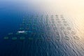 Aerial view of fish farm in Mediterranean sea Royalty Free Stock Photo