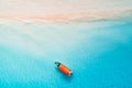 Aerial view of the fishing boats in clear blue water Royalty Free Stock Photo