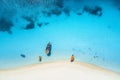 Aerial view of the fishing boats and yachts on tropical sea coast Royalty Free Stock Photo