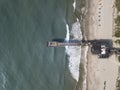 Aerial view of fishing pier and beautiful beach in Myrtle Beach, South Carolina Royalty Free Stock Photo