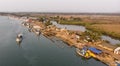 Aerial view of fishing port