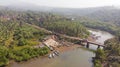 Aerial view of fishing village in Goa, India.