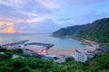 Aerial view of a fishing village at morning Royalty Free Stock Photo