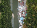 Aerial view fishing village near Bukit Tambun