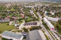 Aerial view of five-storey houses in Kuldiga, Latvia