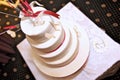 Aerial view of red and white wedding cake Royalty Free Stock Photo