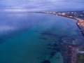 Aerial view of Flinders coastline and pier with moored boats. Me Royalty Free Stock Photo