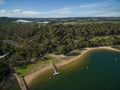 Aerial view of Flinders coastline and pier with moored boats. Me Royalty Free Stock Photo