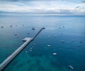 Aerial view of Flinders pier with moored boats. Melbourne, Australia. Royalty Free Stock Photo