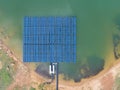 Aerial view of Floating Solar Energy Panels on a lake Royalty Free Stock Photo