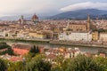 Aerial view of Florence, Italy. Cathedral (Duomo) and Basilica di Santa Croce with its bell towe Royalty Free Stock Photo