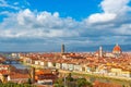 Aerial view of Florence with Ponte Vecchio, river Arno and Florence Duomo, Tuscany, Italy Royalty Free Stock Photo