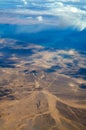 Aerial view fluffy clouds above desert landscape and Suez Gulf in Egypt Royalty Free Stock Photo