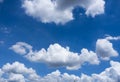 Aerial view fluffy white clouds in blue sky. cumulus cloudscape nature background good weather in bright summer day. copy space of Royalty Free Stock Photo