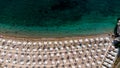 Aerial View From Flying Drone Of People Crowd Relaxing On Beach. Royalty Free Stock Photo