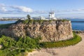 Aerial view fo Nobbys Lighthouse - Newcastle NSW Australia Royalty Free Stock Photo