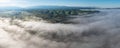 Aerial View of Fog and Green Hills in California Royalty Free Stock Photo