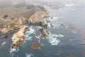 Aerial View of the Foggy Coastline in Northern California Royalty Free Stock Photo