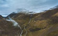 Aerial view foggy mountains landscape in Norway travel scandinavian nature