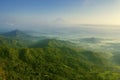 Aerial view of foggy Ngisis hill at morning Royalty Free Stock Photo