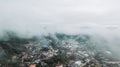 Aerial view foggy of the village