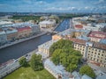 Aerial view of the Fontanka river, Saint Petersburg, Russia