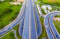 Aerial view of expressway and intersection in city