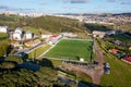 Aerial view of football field