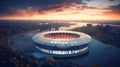 Aerial view of a football stadium at sunset. Sport concept Royalty Free Stock Photo