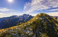 Aerial view of the footpath to mount Pico Ruivo in Madeira, Portugal