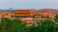 Aerial view of the Forbidden City in central Beijing, China under blue sky Royalty Free Stock Photo