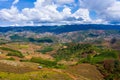 Aerial view of forest destroyed by agriculture of shifting cultivation.