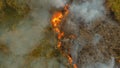 Aerial view Forest fire. Busuanga, Palawan, Philippines. Royalty Free Stock Photo